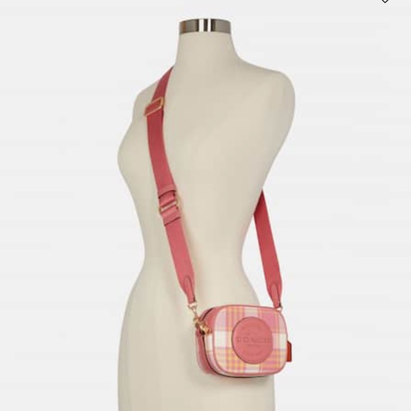 Coach Mini Dempsey Camera Bag With Garden Plaid Print And Coach Patch New W/ Tag - Picture 14 of 14